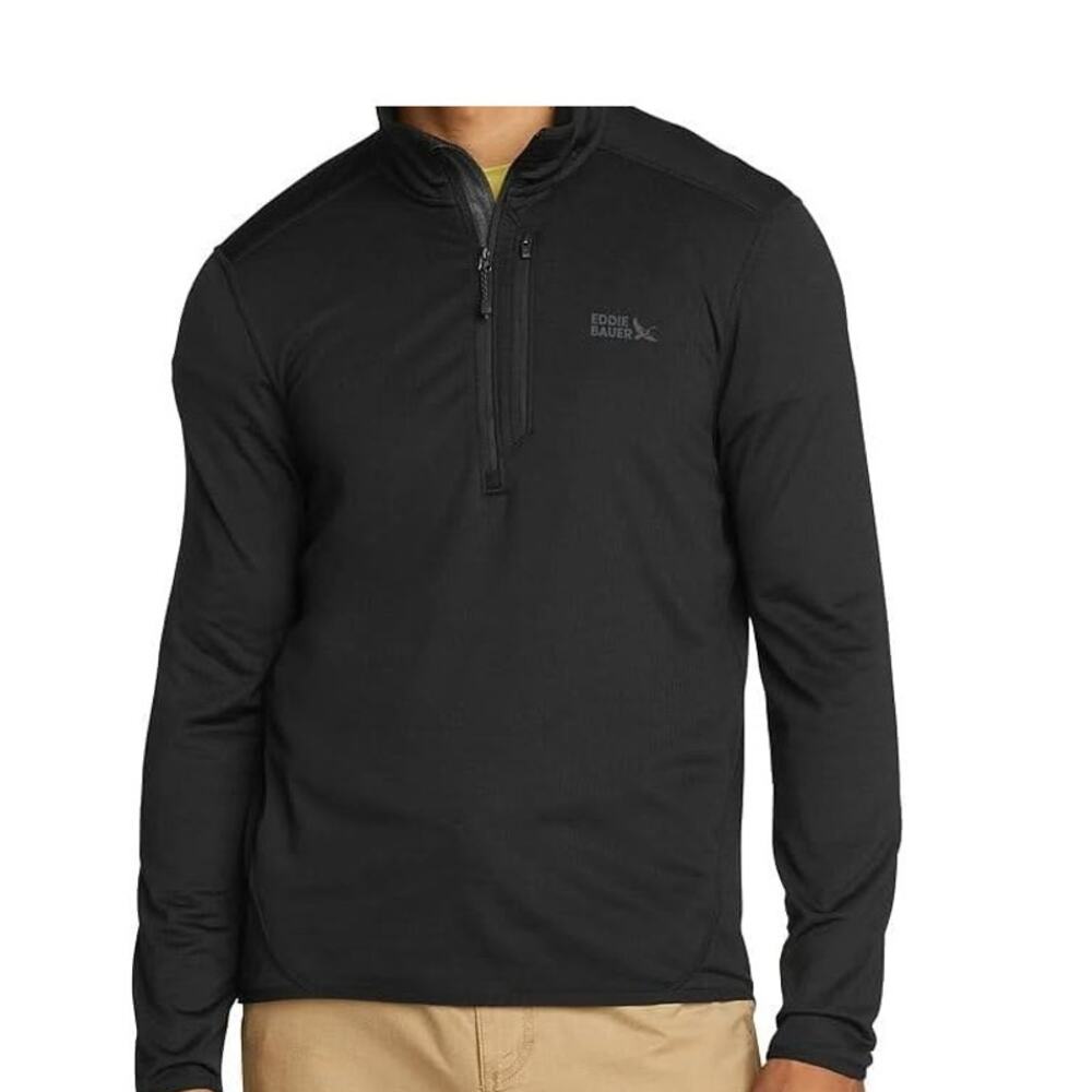 Eddie Bauer Men's Activator Grid Fleece 1/2-Zip Pullover XL Black - Picture 2 of 6